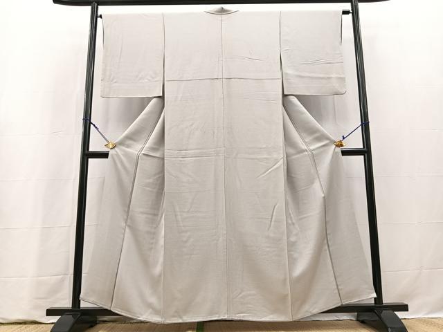 平和屋着物■上質な色無地　横段地紋　薄雲鼠色　正絹　逸品　BAAY9318yc