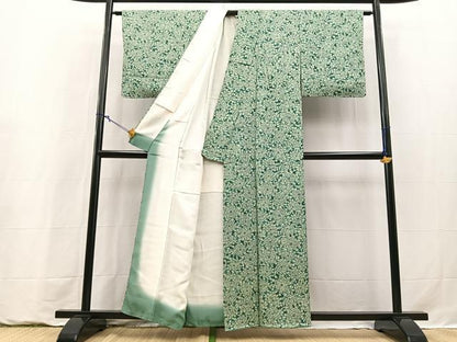 平和屋着物■上質な小紋　型染め　牡丹　正絹　逸品　未使用　BAAY9317yc
