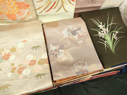 平和屋本店■名古屋帯 まとめて100点 乱菊 更紗 花柄 宝相華 手描き 駒刺繍 金銀糸 など 着用可能多数 未使用品あり 全て正絹 ppp0009