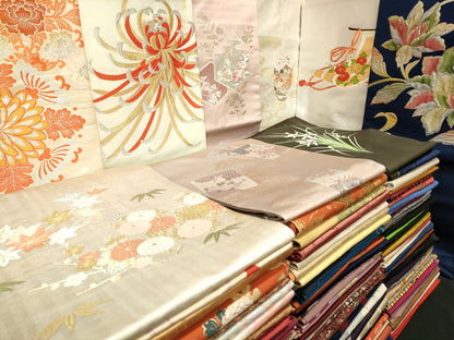 平和屋本店■名古屋帯 まとめて100点 乱菊 更紗 花柄 宝相華 手描き 駒刺繍 金銀糸 など 着用可能多数 未使用品あり 全て正絹 ppp0009