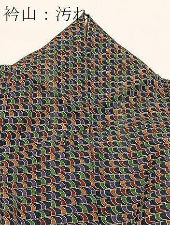 平和屋着物■上質な小紋　紬地　幾何学文様　正絹　逸品　BAAY9277yc