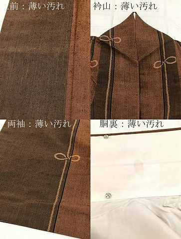 平和屋着物■上質な紬　間道　正絹　逸品　BAAY9263yc