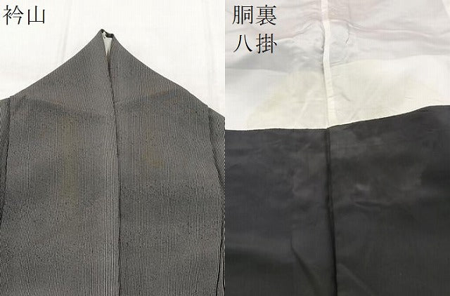 平和屋着物●江戸小紋　万筋　黒色×桔梗鼠色　そめの近江謹製　正絹　逸品　BAAY9225yc