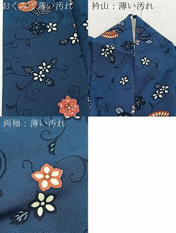 平和屋着物■上質な小紋　型染め　花唐草文　鬼しぼ縮緬　正絹　逸品　BAAY9062yc