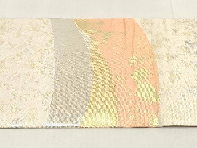 平和屋着物◎九寸名古屋帯　風景文　金銀糸　引箔　正絹　逸品　DABK8569cm
