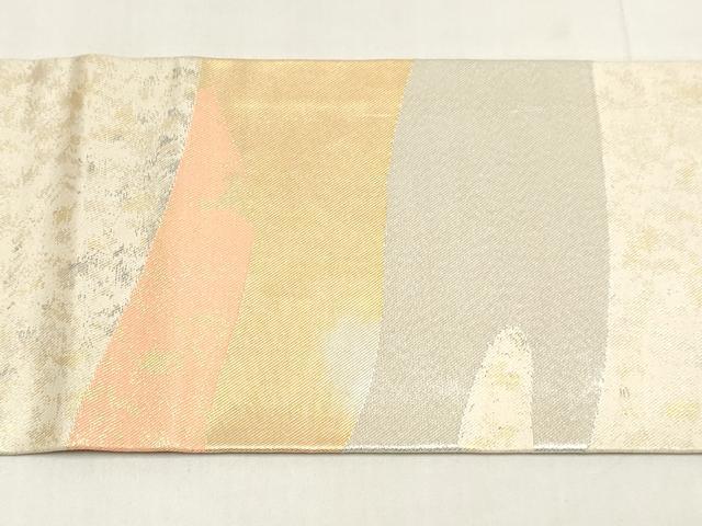 平和屋着物◎九寸名古屋帯　風景文　金銀糸　引箔　正絹　逸品　DABK8569cm