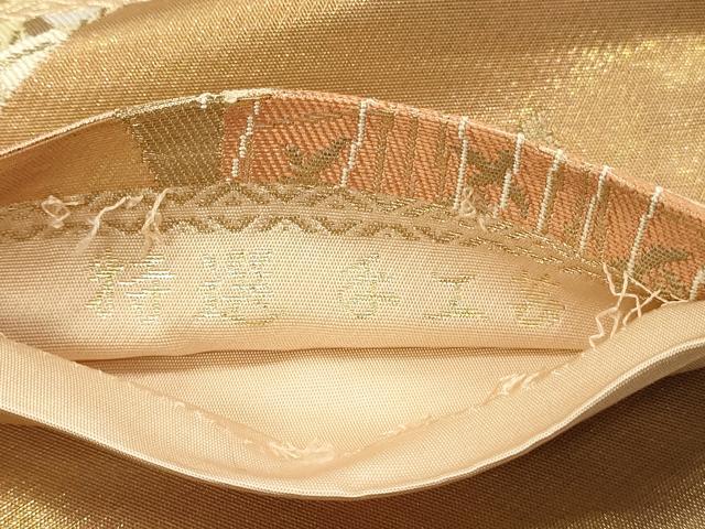 平和屋着物◎西陣　服部織物謹製　六通柄袋帯　こはく錦　地紙人物風景文　特選手工芸　金銀糸　正絹　逸品　DABJ5974qp