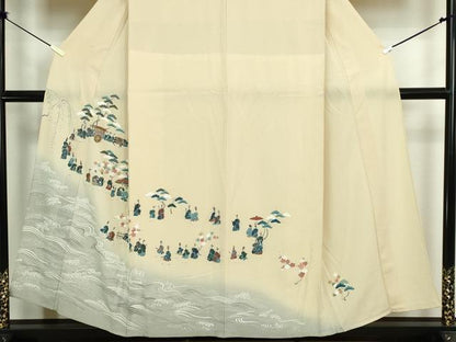 平和屋着物▽訪問着　単衣　人物文　暈し染め　正絹　逸品　DABK9627cd