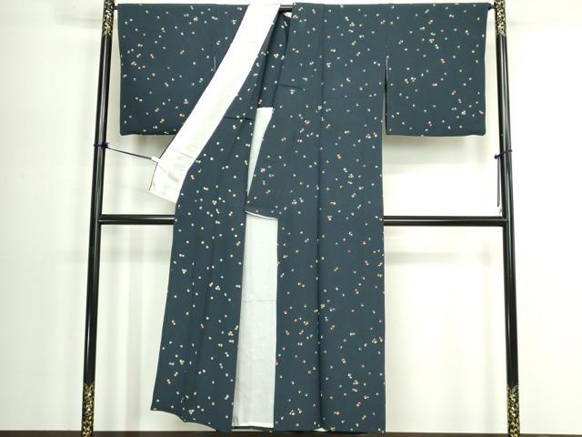 平和屋着物▽上質な小紋　単衣　色紙文　金彩　正絹　逸品　DABK9626cd