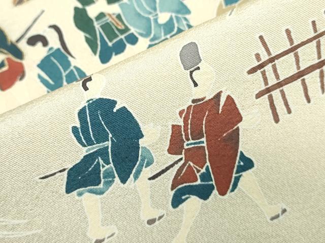 平和屋着物▽訪問着　単衣　人物文　暈し染め　正絹　逸品　DABK9627cd