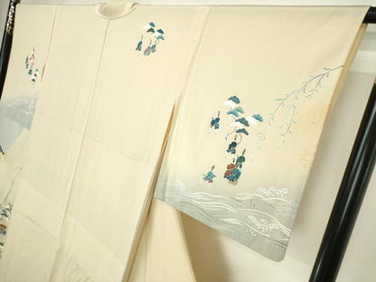平和屋着物▽訪問着　単衣　人物文　暈し染め　正絹　逸品　DABK9627cd