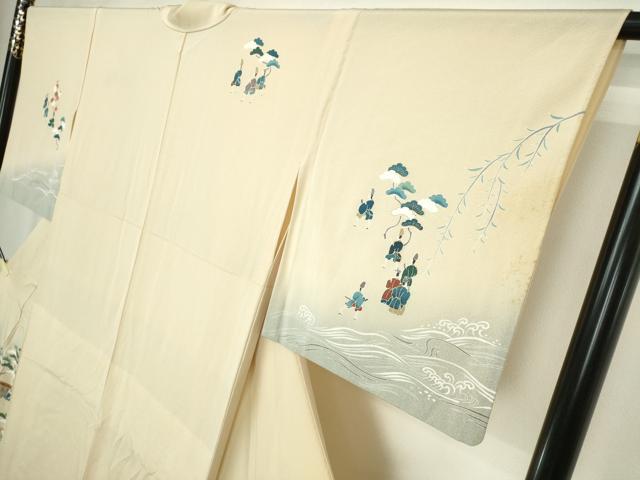 平和屋着物▽訪問着　単衣　人物文　暈し染め　正絹　逸品　DABK9627cd
