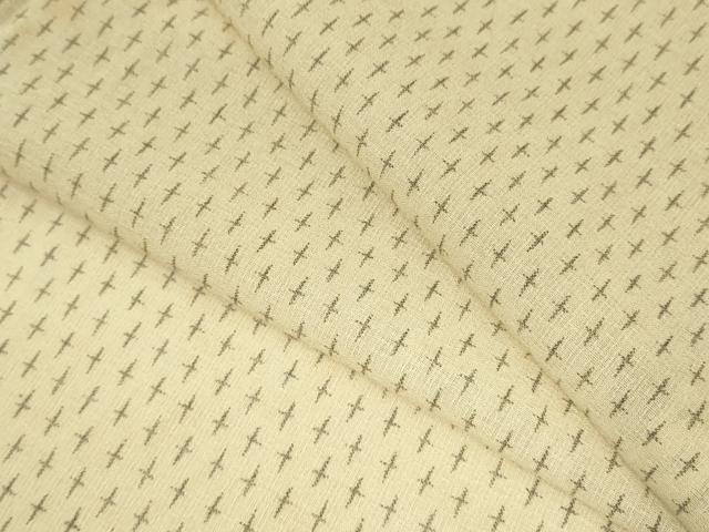 平和屋着物▽男性　単衣　お召　十字絣　正絹　逸品　DABK9628cd