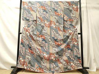 平和屋着物■上質な小紋　道長吉祥花文　金彩　正絹　逸品　CABM1149oy