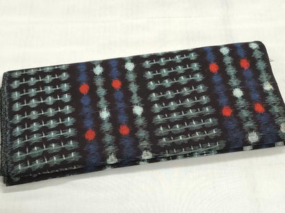平和屋着物●久留米絣　反物　着尺　絣間道　黒地　綿　逸品　未使用　DABJ9723we