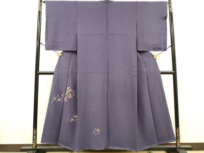 平和屋着物▼訪問着　総刺繍　葡萄蔦の葉文　金糸　鬼しぼ縮緬　正絹　逸品　未使用　DABJ7792fe