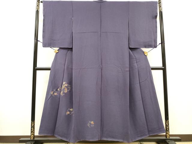 平和屋着物▼訪問着　総刺繍　葡萄蔦の葉文　金糸　鬼しぼ縮緬　正絹　逸品　未使用　DABJ7792fe