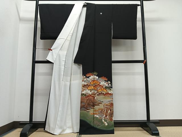 平和屋着物■豪華黒留袖　作家物　駒刺繍　御所車花松文　暈し染め　金銀彩　正絹　逸品　CABM6646ua