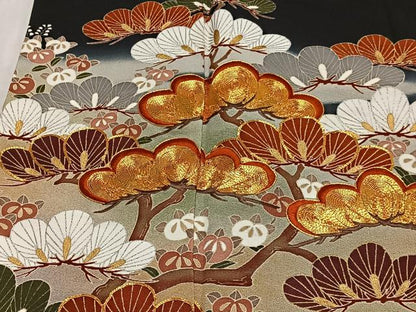 平和屋着物■豪華黒留袖　作家物　駒刺繍　御所車花松文　暈し染め　金銀彩　正絹　逸品　CABM6646ua