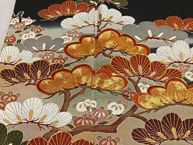 平和屋着物■豪華黒留袖　作家物　駒刺繍　御所車花松文　暈し染め　金銀彩　正絹　逸品　CABM6646ua