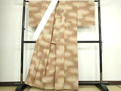 平和屋着物▽上質な紬　単衣　蜀江文　正絹　逸品　DABK9665cd