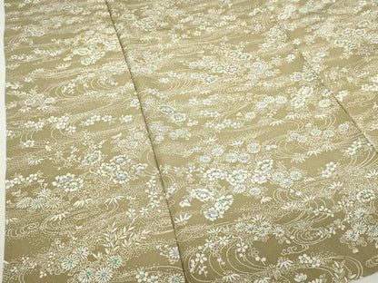 平和屋着物▽上質な小紋　単衣　流水草花文　正絹　逸品　DABK9668cd