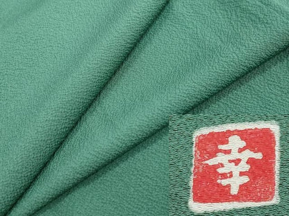 平和屋着物●ファッションデザイナー 花井幸子　色無地　常磐色　正絹　逸品　DABK0683ud