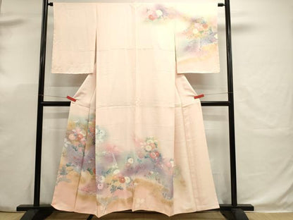 平和屋着物■訪問着　刺繍　枝花文　暈し染め　金彩　正絹　逸品　DABK5663sf