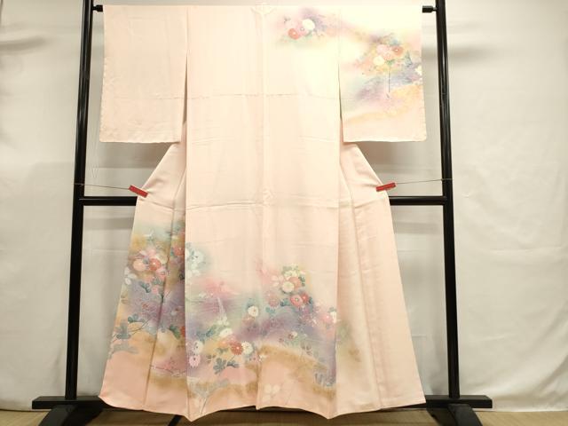 平和屋着物■訪問着　刺繍　枝花文　暈し染め　金彩　正絹　逸品　DABK5663sf