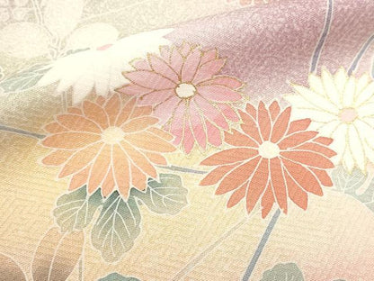平和屋着物■訪問着　刺繍　枝花文　暈し染め　金彩　正絹　逸品　DABK5663sf