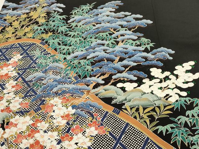平和屋着物■豪華黒留袖　作家物　松竹梅　金彩　正絹　逸品　DABK5666sf
