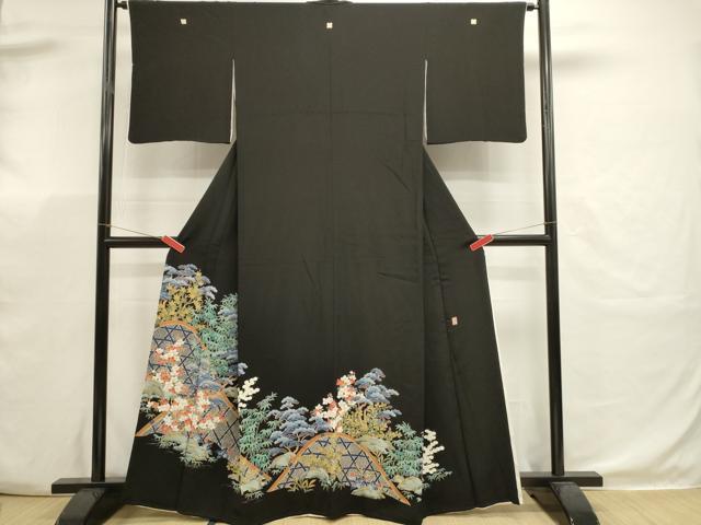 平和屋着物■豪華黒留袖　作家物　松竹梅　金彩　正絹　逸品　DABK5666sf