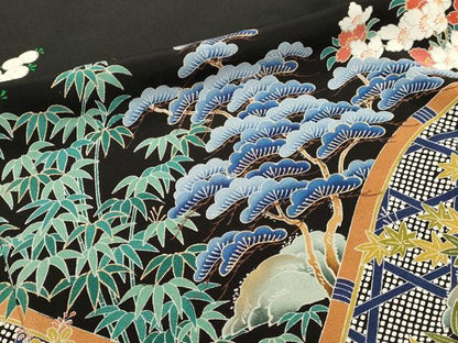 平和屋着物■豪華黒留袖　作家物　松竹梅　金彩　正絹　逸品　DABK5666sf