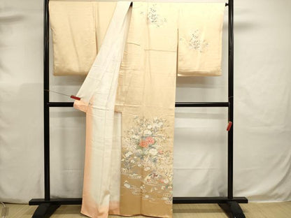 平和屋着物■訪問着　地紙草花文　暈し染め　金銀彩　正絹　逸品　DABK5679sf