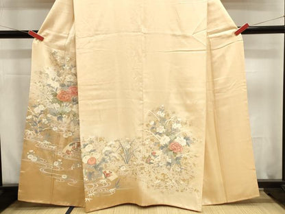 平和屋着物■訪問着　地紙草花文　暈し染め　金銀彩　正絹　逸品　DABK5679sf