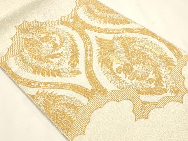 平和屋本店▼西陣　太鼓柄袋帯　つづれ織　瑞鳥立涌　本金糸24Ｋ　証紙付き　正絹　逸品　DABK5705sf