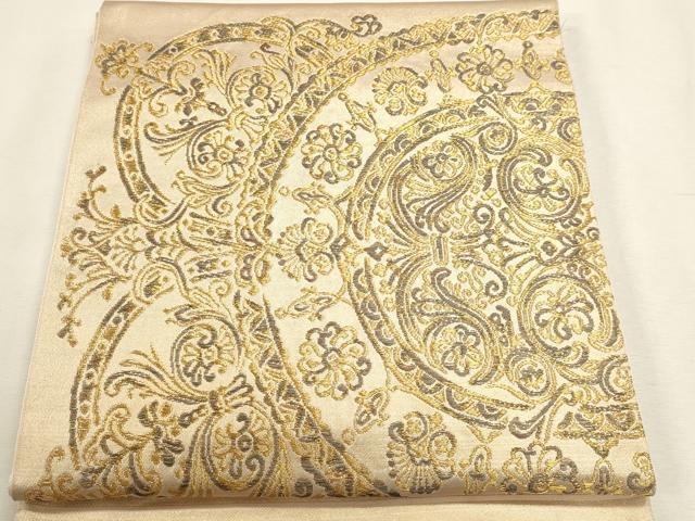 平和屋着物◎太鼓柄　本袋帯　洋花文　金糸　正絹　逸品　DABK5710sf