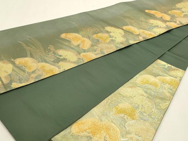 平和屋着物◎伝統工芸士　紋屋五左衛門　六通柄袋帯　琳派波に松図　金糸　引箔　正絹　逸品　DABK5748sf
