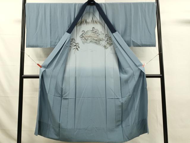 平和屋着物■男性　長襦袢　無双仕立て　風景松文　暈し染め　正絹　逸品　DABJ5990qp