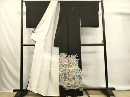 平和屋着物■豪華黒留袖　友禅　作家物　喜色満面　人物t風景文　松竹梅　正絹　逸品　DABL0001qp
