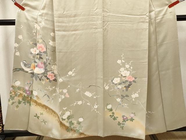 平和屋着物■訪問着　鴛鴦椿花文　暈し染め　金彩　正絹　逸品　DABK6250qa