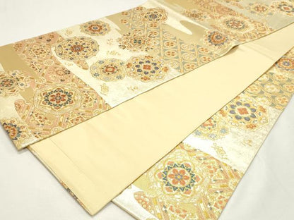 平和屋着物◎六通柄袋帯　唐織　献物正倉院　金銀糸　正絹　逸品　DABK8592cm