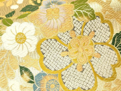 平和屋着物▼六通柄袋帯　辻が花　金糸　正絹　逸品　DABK4461az