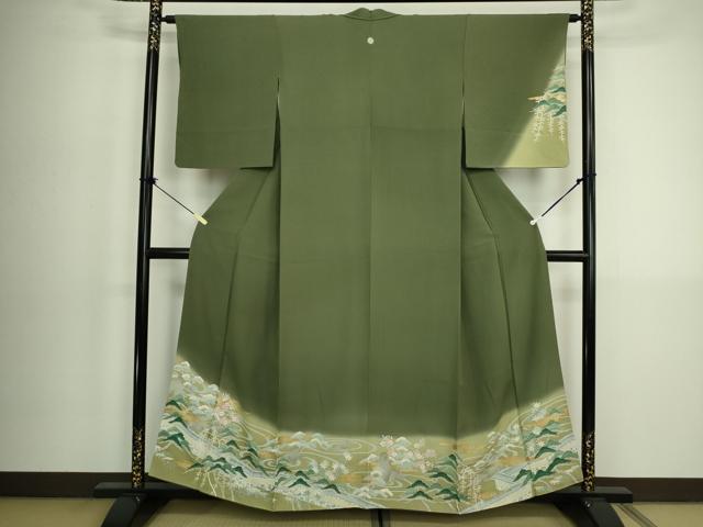 平和屋着物■訪問着　流水風景花松文　暈し染め　金彩　正絹　逸品　DABK6856ya