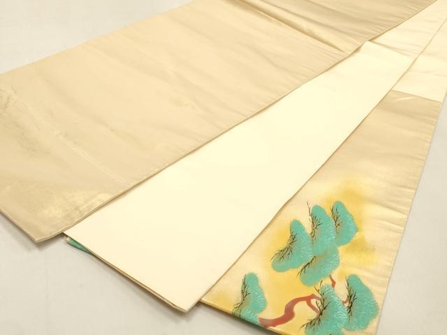 平和屋着物◎太鼓柄袋帯　刺繍　人物松文　金糸　正絹　逸品　DABK8104ar
