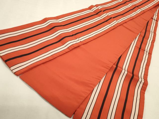 平和屋着物◎本場筑前博多織　半幅帯　縞　証紙付き　正絹　逸品　DABK8117ar