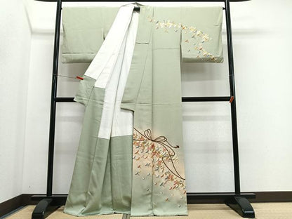 平和屋着物■訪問着　駒刺繍　飛鳥文　暈し染め　金彩　正絹　逸品　CABM6662ua