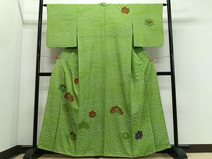 平和屋着物■訪問着　駒刺繍　草花文　金彩　正絹　逸品　CABM6673ua