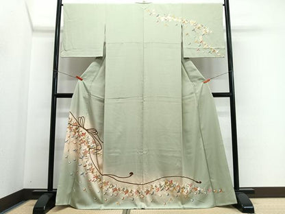 平和屋着物■訪問着　駒刺繍　飛鳥文　暈し染め　金彩　正絹　逸品　CABM6662ua