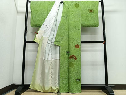 平和屋着物■訪問着　駒刺繍　草花文　金彩　正絹　逸品　CABM6673ua
